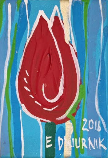 3. Dwurniuk Edward, Tulipan, Akryl, olej na płótnie 18 x13 cm, 2016  000,00
