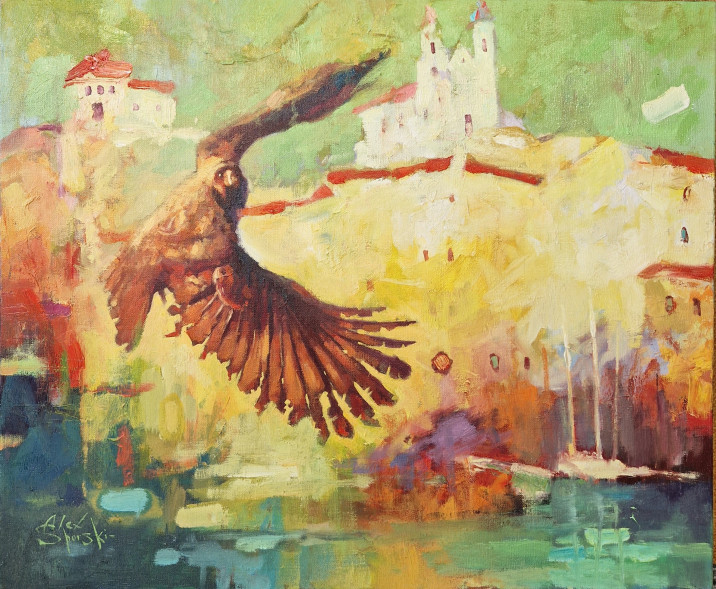 19. Sporski A. Cichy zaścianek, olej na płótnie 50 x 60 cm, 2023r 2 000zł